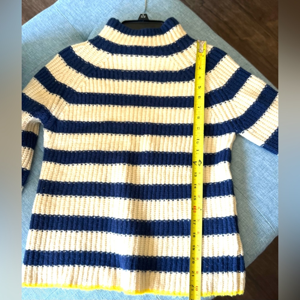 Maeve Anthropologie Navy & Cream Striped Turtleneck Sweater SZ S - Picture 7 of 10